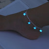 Luminous European and American beach wind blue pentagonal star tassel ankle chain luminous star bracelet ankle bracelet ornament
